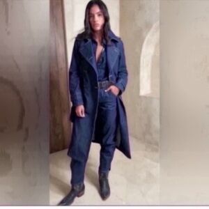 J. Crew Dark Denim Trench Coat s M